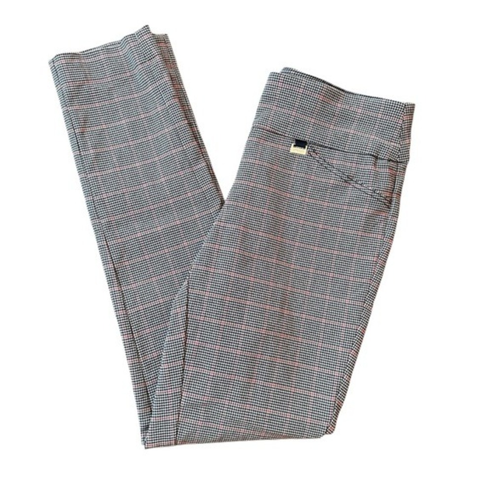 Anne Klein Glen Plaid Pull On Pants Womens‎ Small Black Red Excellent Slim Leg